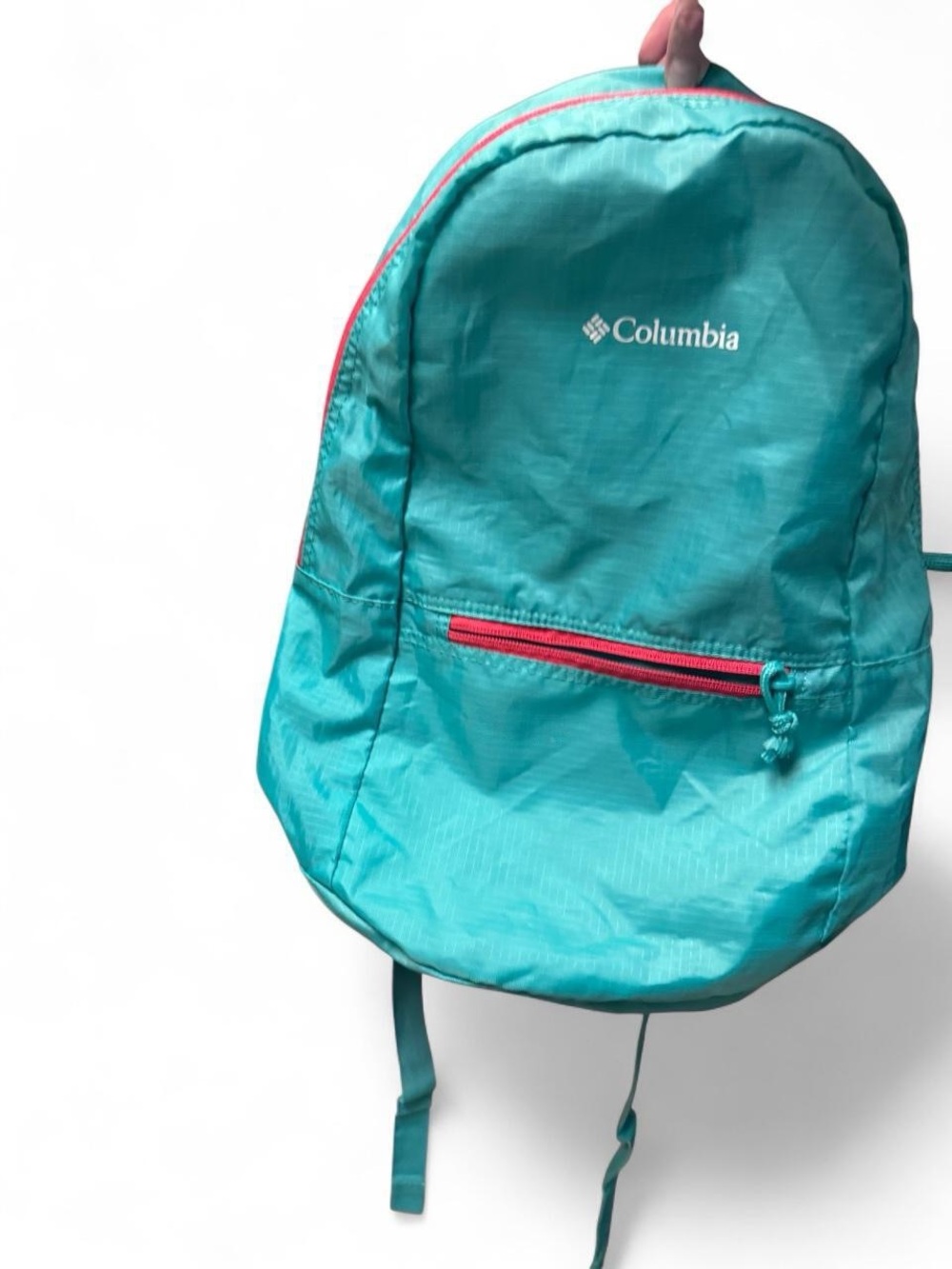 Columbia Teal Backpack with Pink Zipper Accents